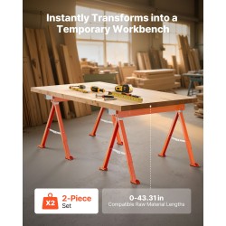 Taitettava teräksinen sahapukki pari 600,1 kg kantavuus 730 mm korkeus