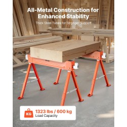 Taitettava teräksinen sahapukki pari 600,1 kg kantavuus 730 mm korkeus