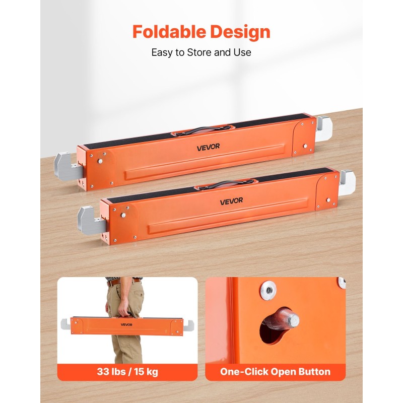 Taitettava teräksinen sahapukki pari 600,1 kg kantavuus 730 mm korkeus