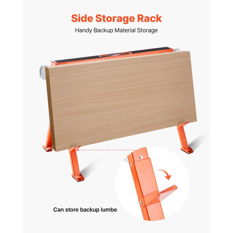 Taitettava teräksinen sahapukki pari 600,1 kg kantavuus 730 mm korkeus