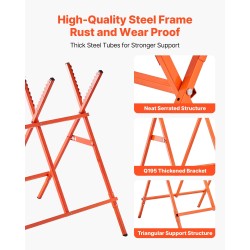 Taitettava terässahapukki säädettävä 920–980 mm korkeus sivuurat 117,9 kg