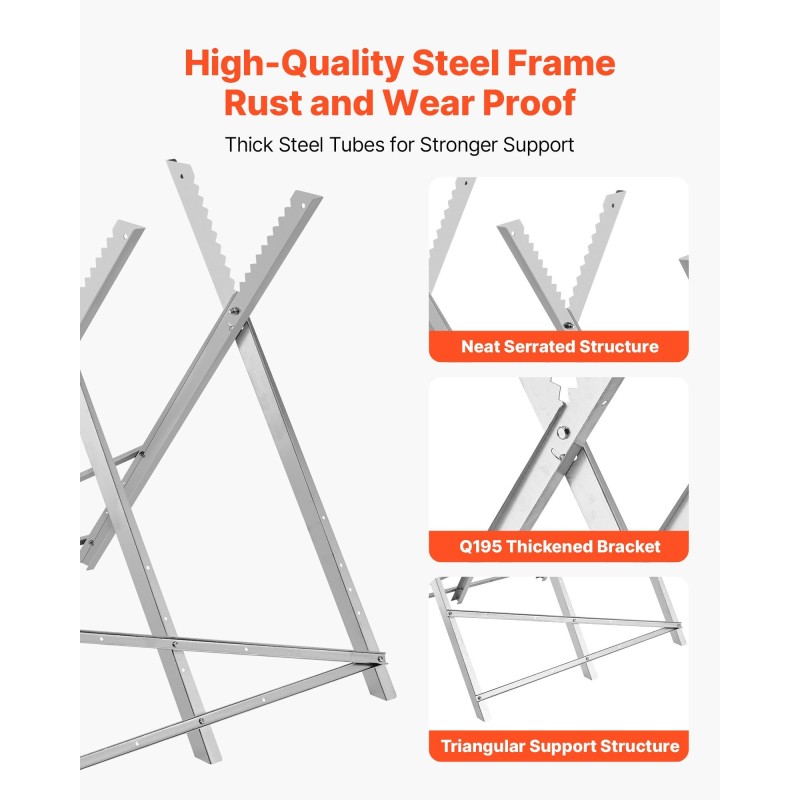 Sahapukki taitettava teräksinen 149,7 kg kantavuus 790–1000 mm