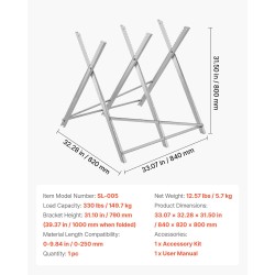 Sahapukki taitettava teräksinen 149,7 kg kantavuus 790–1000 mm