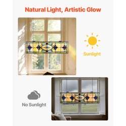 Lasinen lasimaalauspaneeli 813 x 250 mm ripustettava Tiffany-tyylinen metallikehyksellä