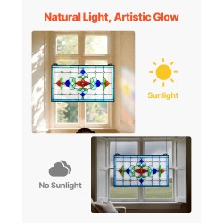 Värillinen lasipaneeli mitat 664x402x4,5 mm metallikehyksellä ripustettava ikkuna- ja seinäkoriste