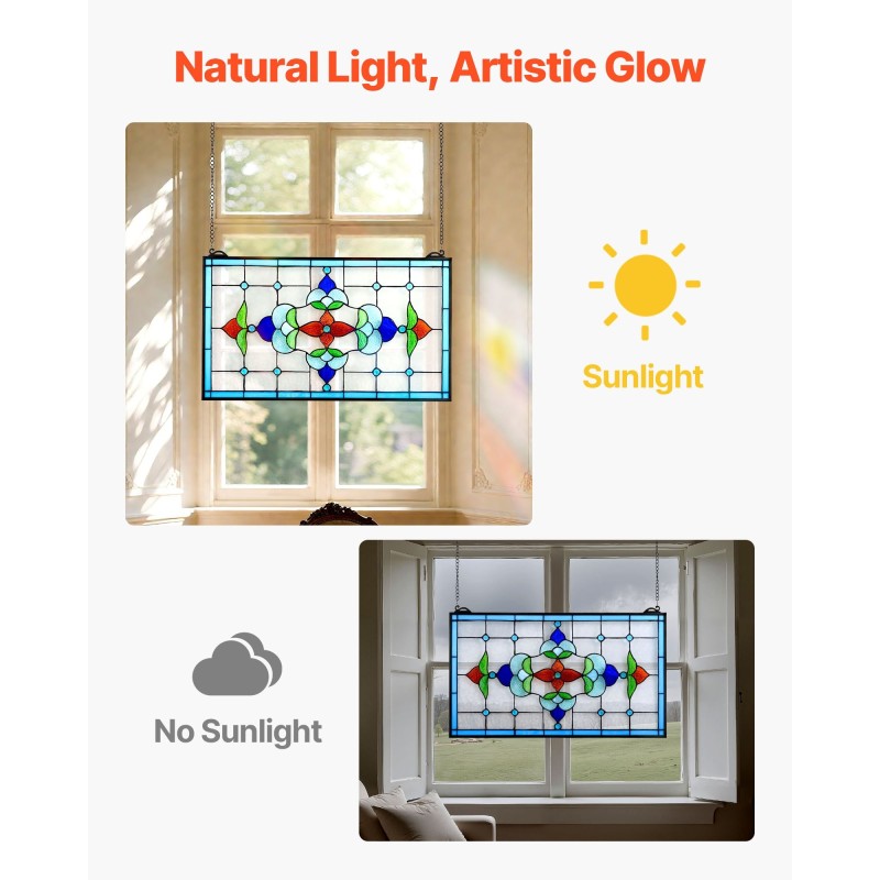 Värillinen lasipaneeli mitat 664x402x4,5 mm metallikehyksellä ripustettava ikkuna- ja seinäkoriste