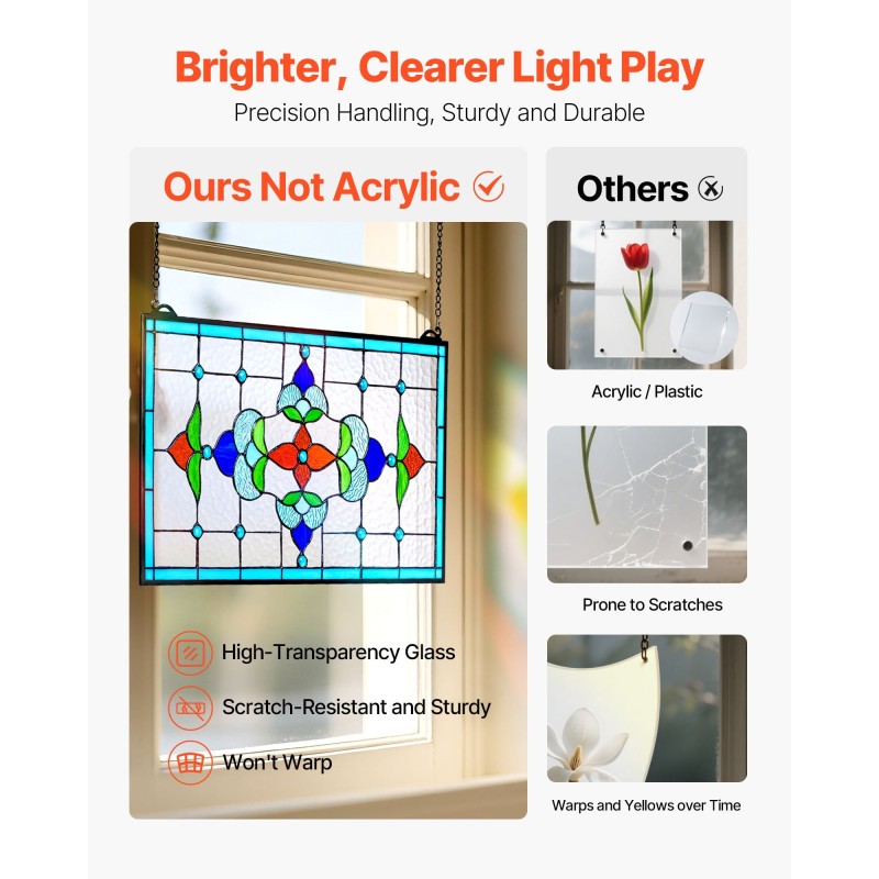 Värillinen lasipaneeli mitat 664x402x4,5 mm metallikehyksellä ripustettava ikkuna- ja seinäkoriste