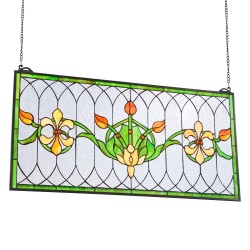 Värillinen lasipaneeli metallikehyksellä 810 x 433 mm ripustettava ikkuna tai seinäkoriste