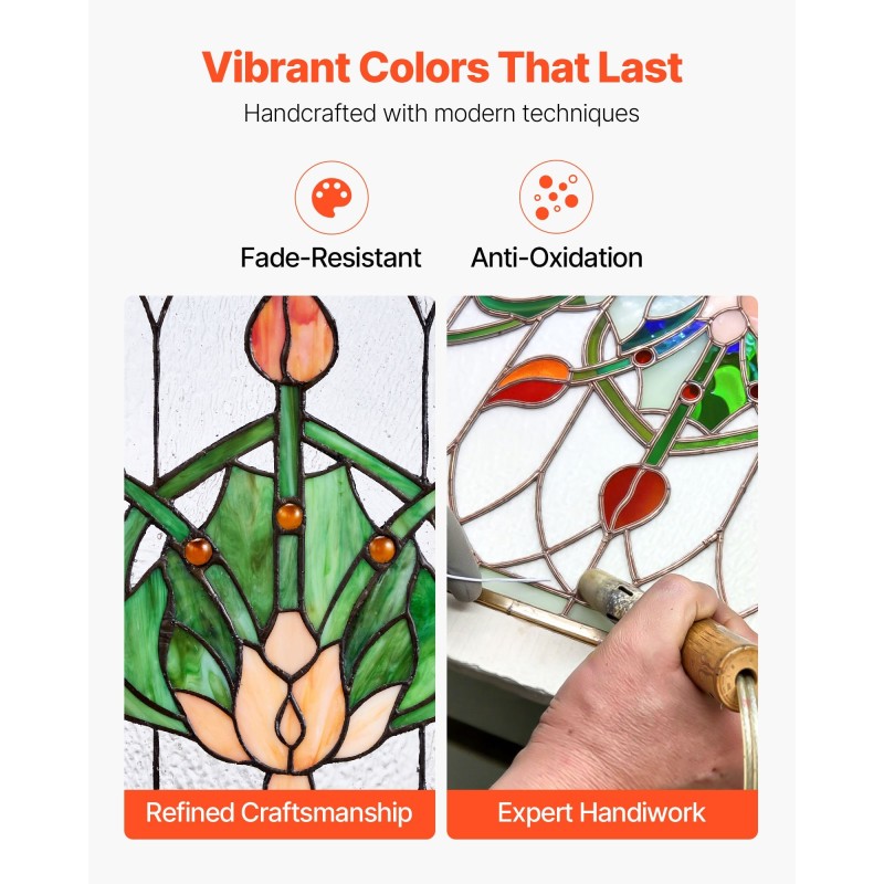 Värillinen lasipaneeli metallikehyksellä 810 x 433 mm ripustettava ikkuna tai seinäkoriste