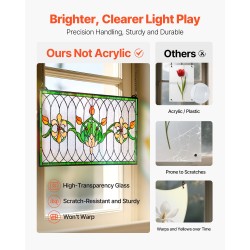 Värillinen lasipaneeli metallikehyksellä 810 x 433 mm ripustettava ikkuna tai seinäkoriste