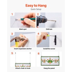 Värillinen lasipaneeli metallikehyksellä 810 x 433 mm ripustettava ikkuna tai seinäkoriste