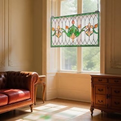 Värillinen lasipaneeli metallikehyksellä 810 x 433 mm ripustettava ikkuna tai seinäkoriste