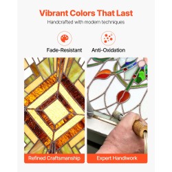 Värillinen lasi-ikkunapaneeli 501 x 527 mm lasia metallikehyksellä ripustettava ikkunaan tai seinälle