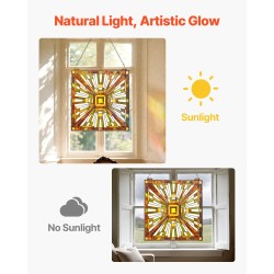 Värillinen lasi-ikkunapaneeli 501 x 527 mm lasia metallikehyksellä ripustettava ikkunaan tai seinälle