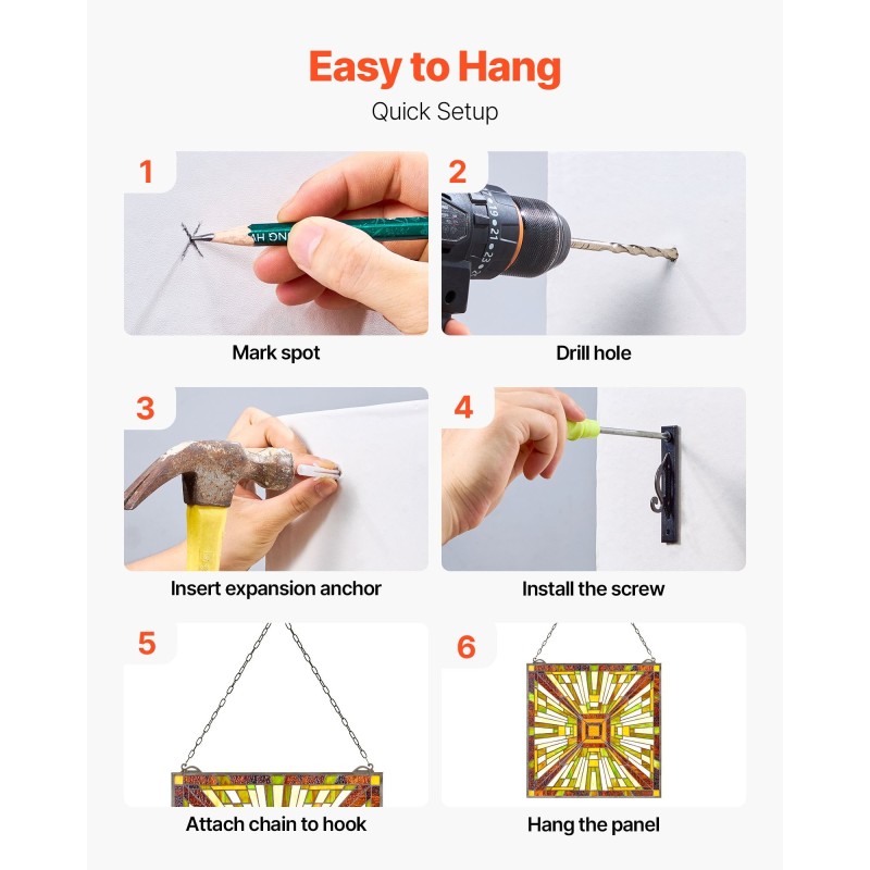 Värillinen lasi-ikkunapaneeli 501 x 527 mm lasia metallikehyksellä ripustettava ikkunaan tai seinälle