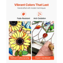 Lasimaalattu ikkunapaneeli lasista metallikehyksellä 50 x 52 cm ripustettava ketjulla