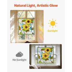 Lasimaalattu ikkunapaneeli lasista metallikehyksellä 50 x 52 cm ripustettava ketjulla