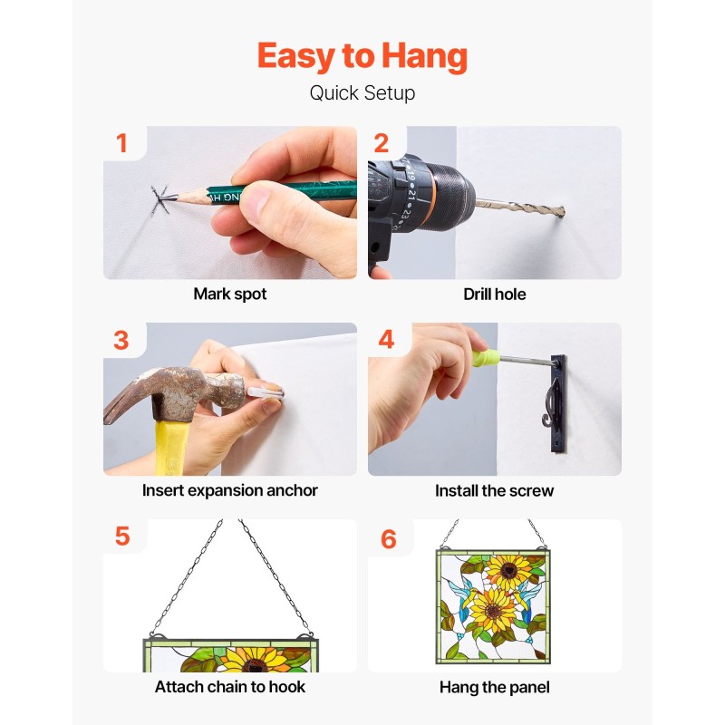 Lasimaalattu ikkunapaneeli lasista metallikehyksellä 50 x 52 cm ripustettava ketjulla