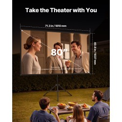 Taittuva valkokangas kolmijalkatelineellä 80 tuuman kuvasuhde 16:9 musta heijastusarvo 1,2