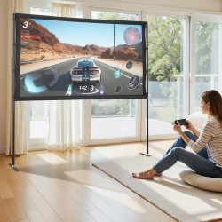 Projektorikangas 80-tuumainen telineellä 16:9-kuvasuhde 4K-tuki säädettävä korkeus