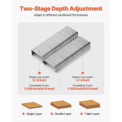 Paineilmatoiminen pahvilaatikkojen niittain alumiinirunko 34,8 mm kruunulla 16 ja 19 mm jalka