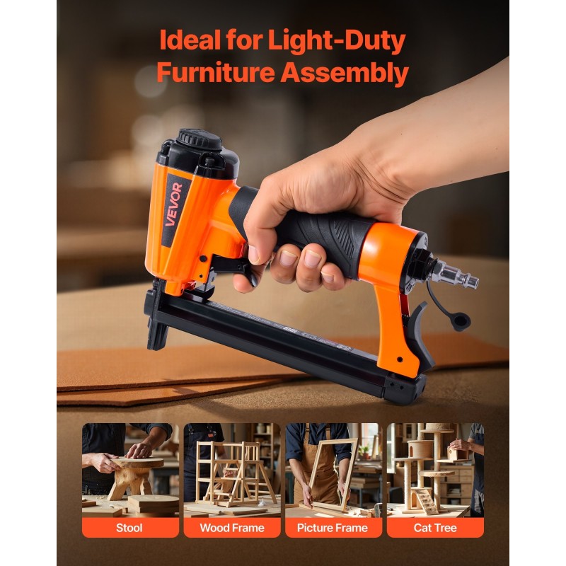 Paineilmatoiminen niittipyssy alumiiniseosrunko T50 4–16 mm 100 niitin lipas verhoiluun ja puutöihin