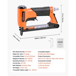 Paineilmatoiminen 20-kaliiperinen niittipistooli 50-sarjan niiteille 12,8 mm 6–16 mm 110-niitin lipas