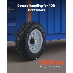 Kuljetuskontin pyöräsarja ruosteenkestävä teräsrunko 16-tuumaiset kumirenkaat kantavuus noin 3992 kilogrammaa