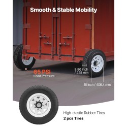 Kuljetuskontin pyöräsarja ruosteenkestävä teräsrunko 16-tuumaiset kumirenkaat kantavuus noin 3992 kilogrammaa