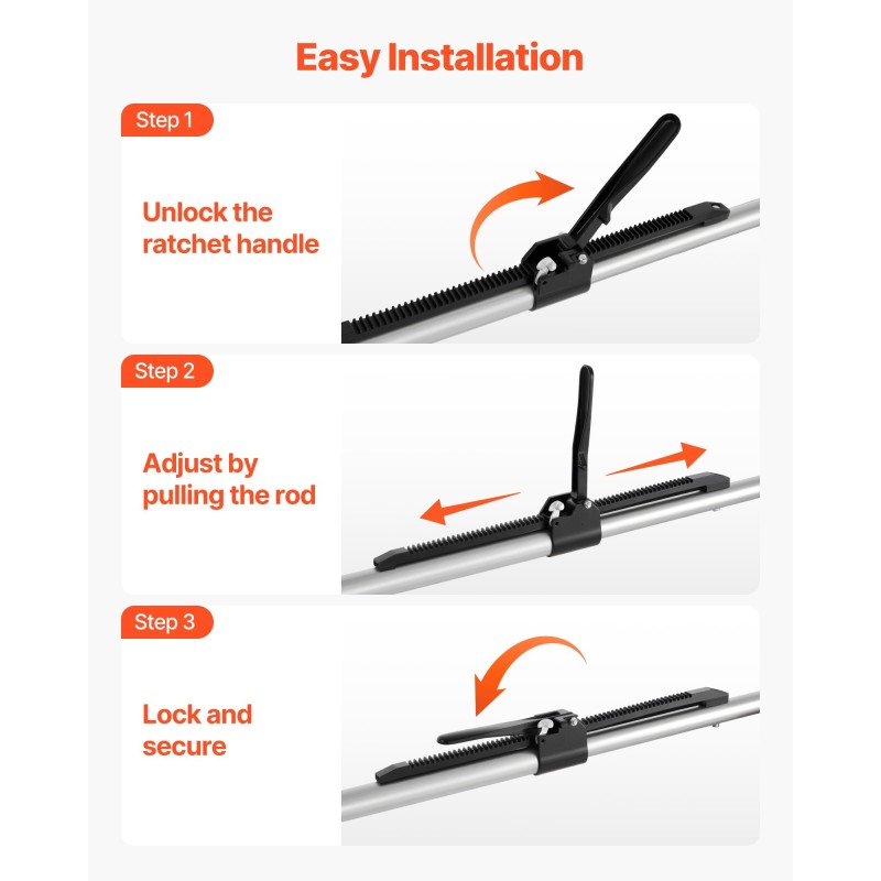 Kuormansidontatangot 2 kpl hiiliteräs säädettävät 2261–2642 mm räikkämekanismilla