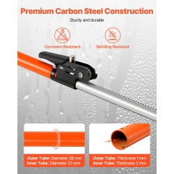 Teleskooppinen hiiliteräsinen kuormansidontatanko säädettävä 1016–1854 mm räikkämekanismilla sisältää säilytysverkon