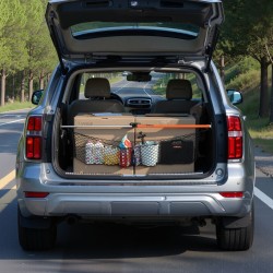 Teleskooppinen hiiliteräsinen kuormansidontatanko säädettävä 1016–1854 mm räikkämekanismilla sisältää säilytysverkon