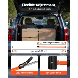 Säädettävä räikkäteleskooppinen rahtitanko hiiliteräksinen 1016–1854 mm autoon