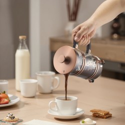 Ranskalainen kahvipannu borosilikaattilasinen 1 l ruostumattomalla terässuodattimella kupari