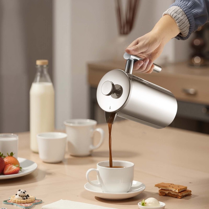 Pressopannu 1 l kaksikerroksinen ruostumaton teräs tyhjiöeristetty terässuodatin