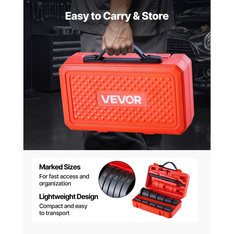 Laakeripuristinsarja 52-osainen hiiliteräs 49 holkkia säilytyslaatikko polkupyöriin ja autoihin