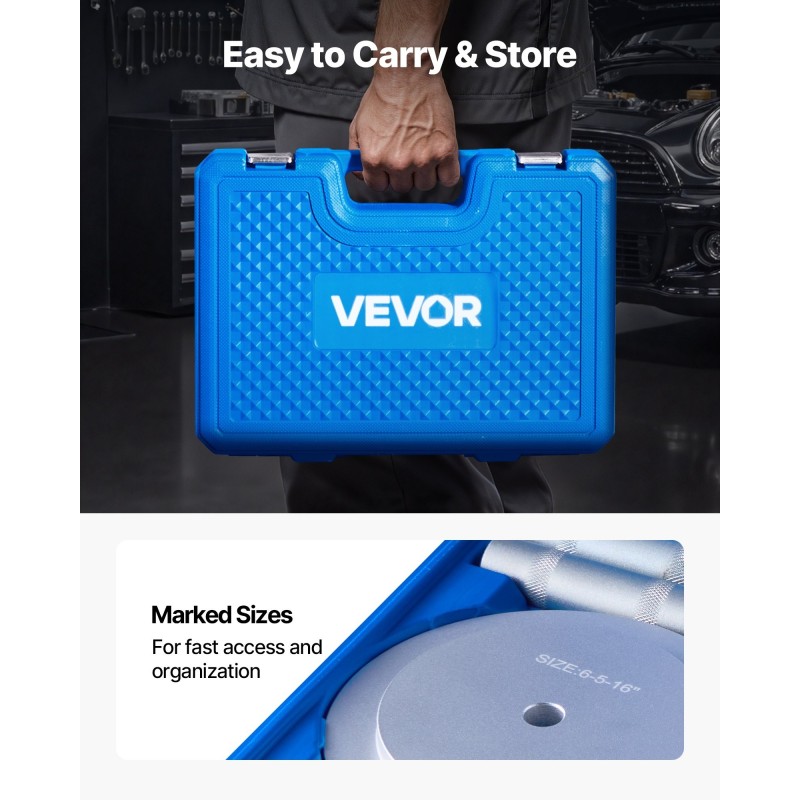 Laakeripuristinsarja 7-osainen metallinen ruosteenkestävä sisältää holkit ja laukku