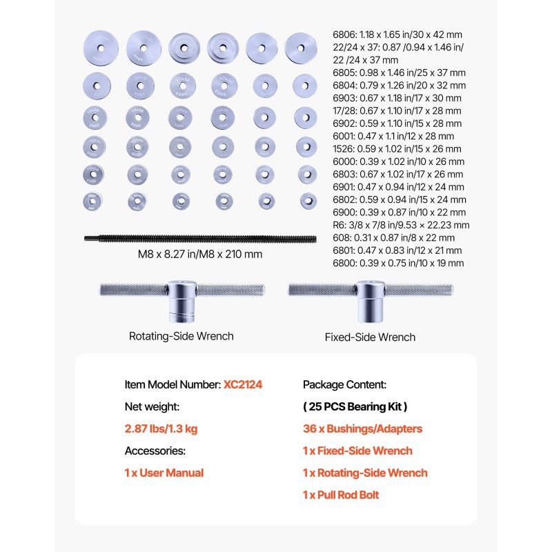Laakeriprässisarja metallirunkoinen mustaksi käsitelty 25 osaa polkupyörille moottoripyörille autoille
