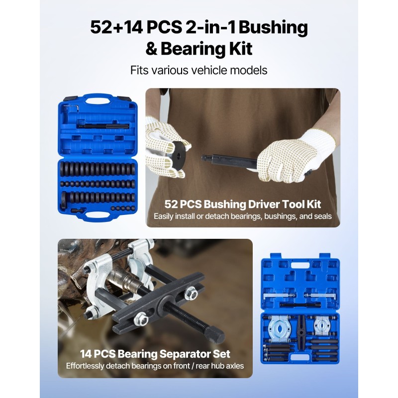Laakeripuristinsarja metallinen 66 osaa 49 holkkia jakoavaimella polkupyörille ja autoille