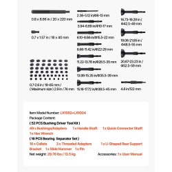 Laakeriprässisarja 68 osaa metallia musta pintakäsittely sisältää avaimen polkupyörille moottoripyörille autoihin
