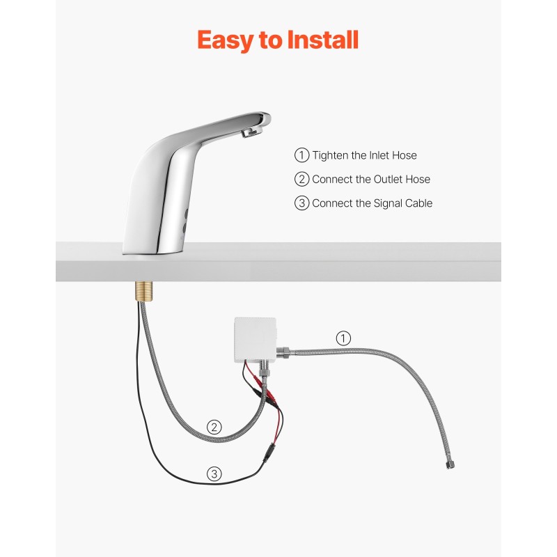 Pesuallashana kosketusvapaa infrapunasensorilla paristokäyttöinen kromattu messinkirunko yksireikäinen