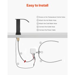 Kosketusvapaa pesuallashana infrapunatunnistimella mattamusta ruostumaton teräs 14 senttimetriä