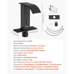 Kosketusvapaa pesuallashana infrapunatunnistimella mattamusta ruostumaton teräs 14 senttimetriä