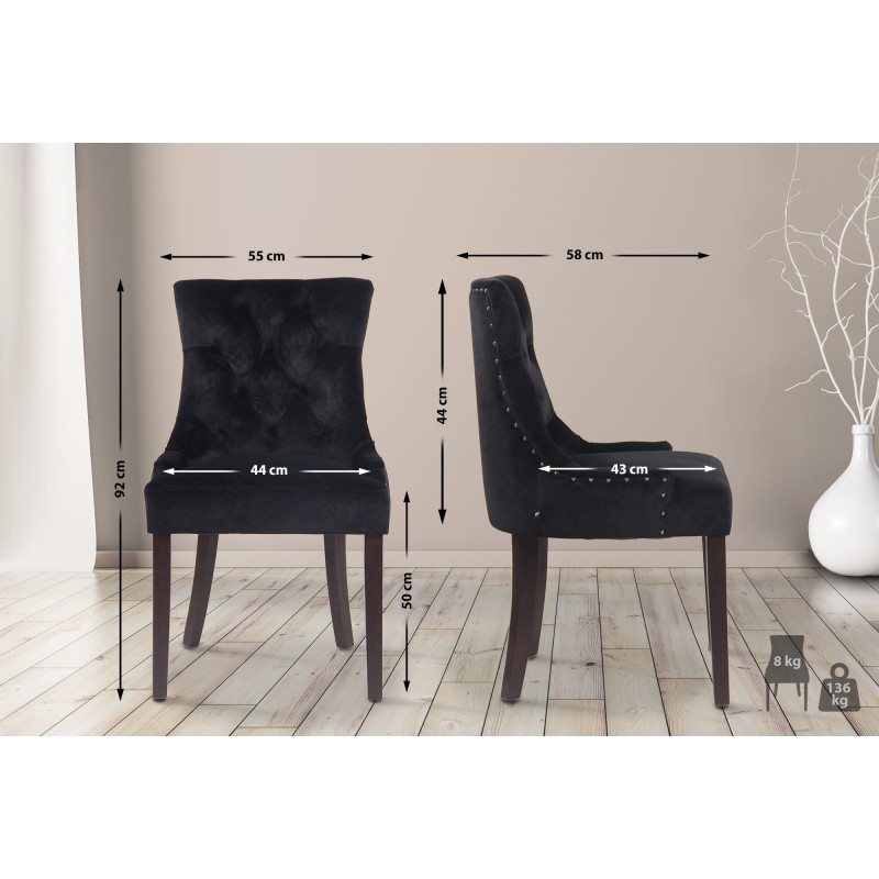 Tyylikäs samettinen ruokatuolisarja neljälle henkilölle