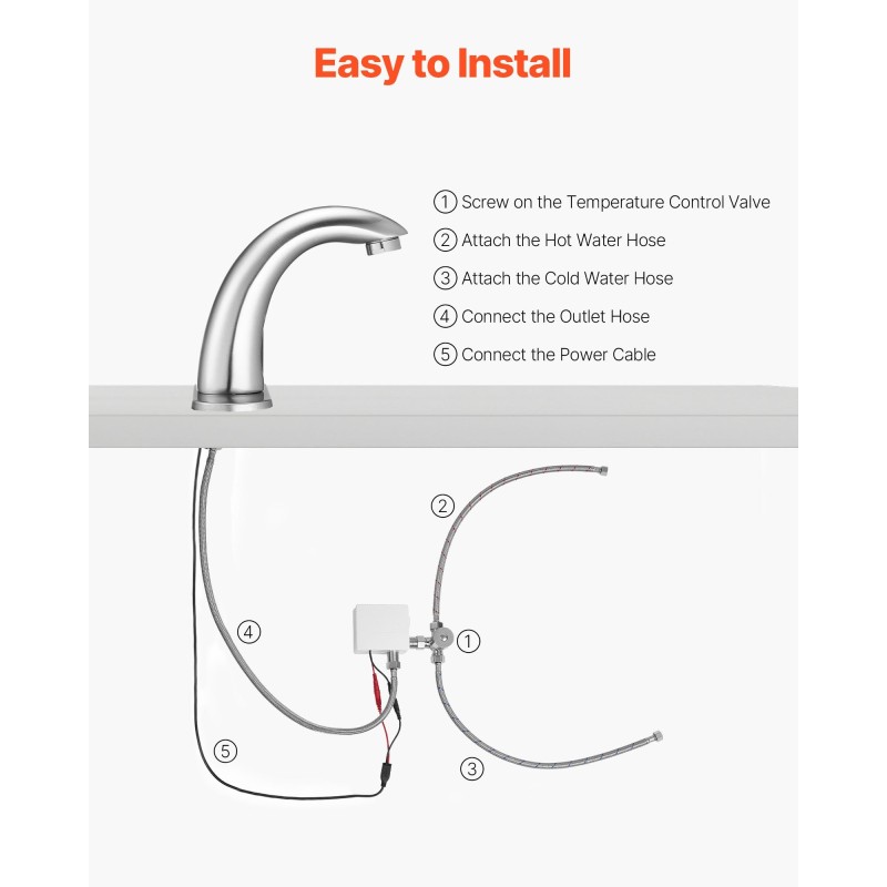 Kosketukseton pesuallashana liiketunnistimella messinkirunko harjattu nikkeli paristokäyttöinen kuuma ja kylmä säätö