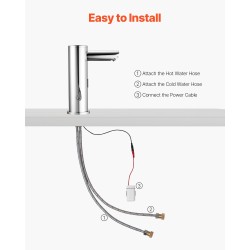 Kosketusvapaa pesuallashana kromipinnoitettu messinkirunko paristokäyttöinen säädettävä lämpötila hopea