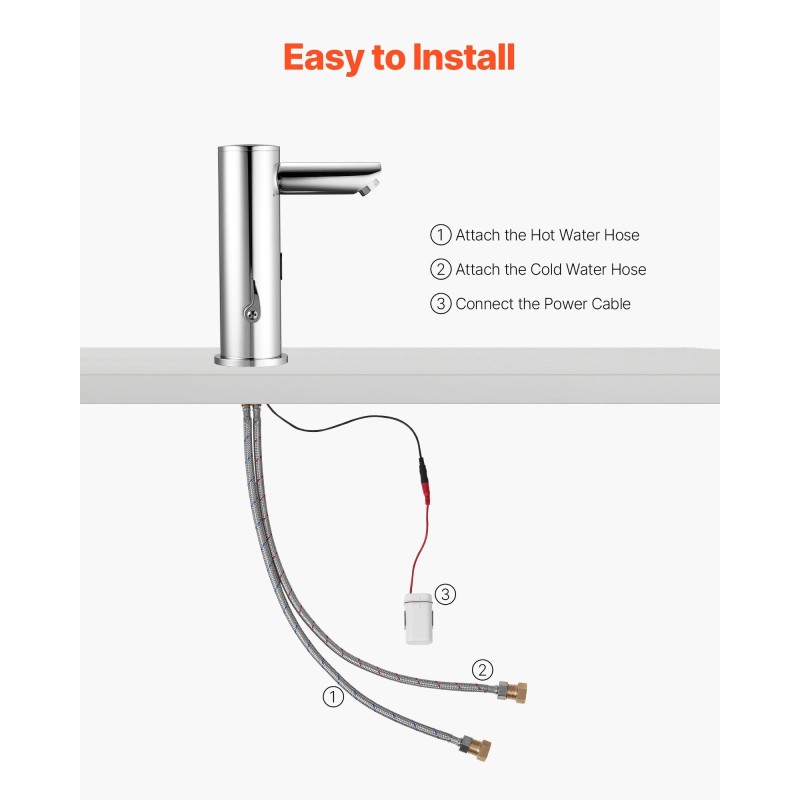Kosketusvapaa pesuallashana kromipinnoitettu messinkirunko paristokäyttöinen säädettävä lämpötila hopea