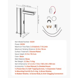 Kosketusvapaa pesuallashana kromipinnoitettu messinkirunko paristokäyttöinen säädettävä lämpötila hopea