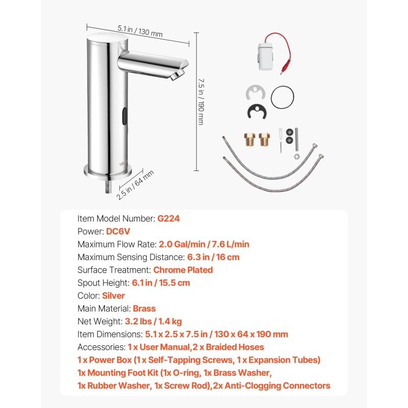 Kosketusvapaa pesuallashana kromipinnoitettu messinkirunko paristokäyttöinen säädettävä lämpötila hopea