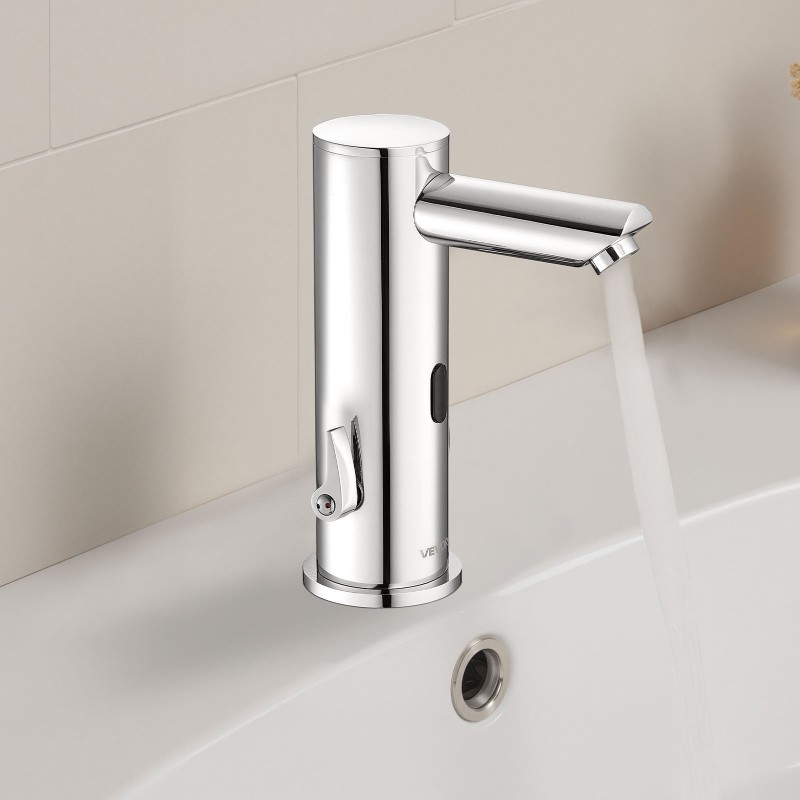 Kosketusvapaa pesuallashana kromipinnoitettu messinkirunko paristokäyttöinen säädettävä lämpötila hopea